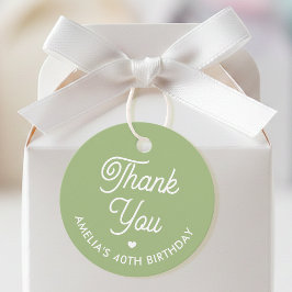 Cute Thank You Birthday Name Any Age Green Modern Bedankjes Labels