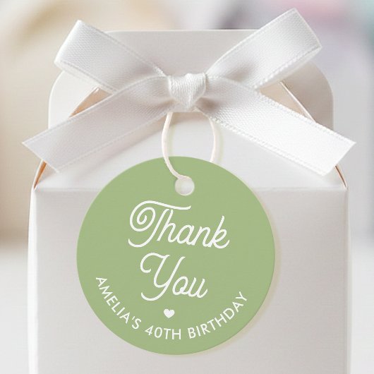 Cute Thank You Birthday Name Any Age Green Modern Bedankjes Labels
