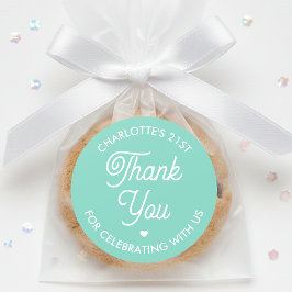 Cute Thank You Birthday Name Any Age Mint Modern Ronde Sticker