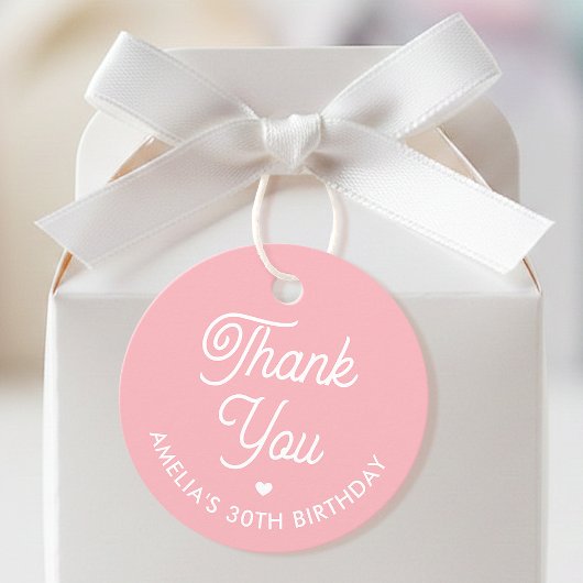 Cute Thank You Birthday Name Any Age Pink Modern Bedankjes Labels