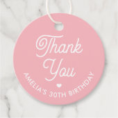 Cute Thank You Birthday Name Any Age Pink Modern Bedankjes Labels (Voorkant)