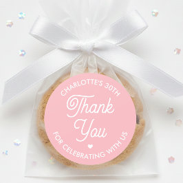 Cute Thank You Birthday Name Any Age Pink Modern Ronde Sticker
