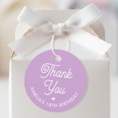 Cute Thank You Birthday Name Any Age Purple Modern Bedankjes Labels