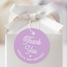 Cute Thank You Birthday Name Any Age Purple Modern Bedankjes Labels