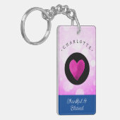 Cute Thankful en Blessed Heart Voeg Jouw naam toe Sleutelhanger (Voorkant Links)