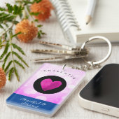 Cute Thankful en Blessed Heart Voeg Jouw naam toe Sleutelhanger (Voorkant Rechts)