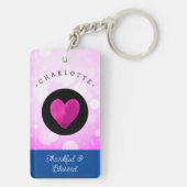 Cute Thankful en Blessed Heart Voeg Jouw naam toe Sleutelhanger (achterkant)