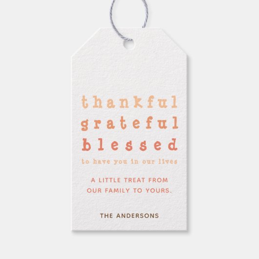 Cute Thankful Grateful Blessed Thanksgiving Treat Cadeaulabel (Voorkant)