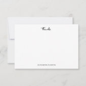 Cute Thanks Zwart Wit Script Notitiekaart (Voorkant)