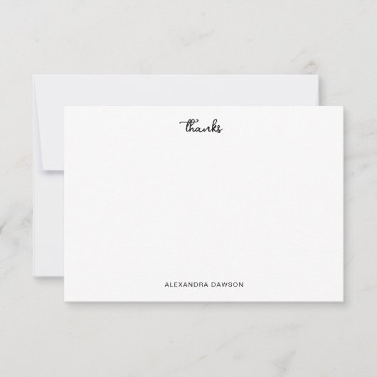 Cute Thanks Zwart Wit Script Notitiekaart (Voorkant)