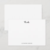 Cute Thanks Zwart Wit Script Notitiekaart (Voorkant / Achterkant)
