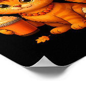 Cute Thanksgiving Cat Fall Pumpkin Pie Latte Autum Poster (Hoek)