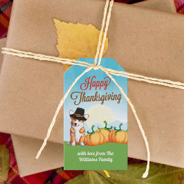 Cute Thanksgiving Corgi in Pilgrim Pet Custom Cadeaulabel