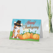 Cute Thanksgiving Corgi in Pilgrim Pet Kaart (Voorkant)