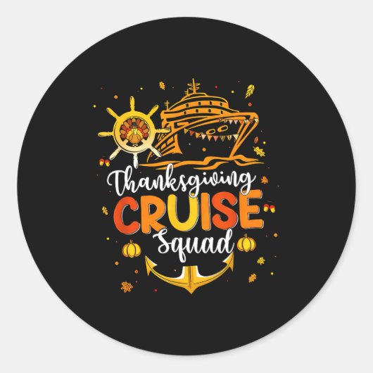 Cute Thanksgiving Cruise Squad Matching Family Vac Ronde Sticker (Voorkant)