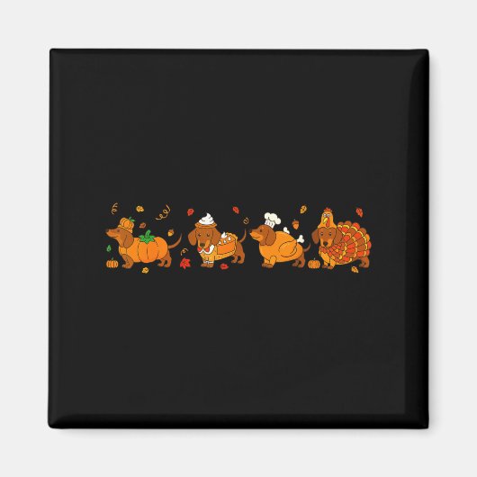 Cute Thanksgiving Dachshund Dogs Fall Gobble Prepp Magneet (Voorkant)
