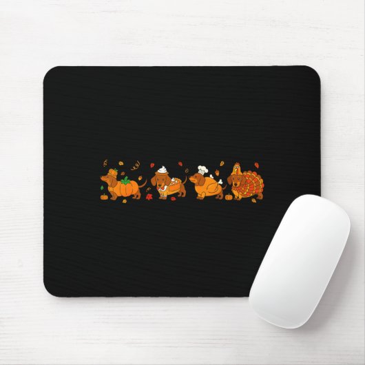 Cute Thanksgiving Dachshund Dogs Fall Gobble Prepp Muismat (Met muis)