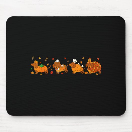 Cute Thanksgiving Dachshund Dogs Fall Gobble Prepp Muismat (Voorkant)