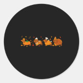 Cute Thanksgiving Dachshund Dogs Fall Gobble Prepp Ronde Sticker (Voorkant)