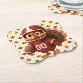 Cute Thanksgiving day football turkey Kartonnen Onderzetters (Gekanteld)