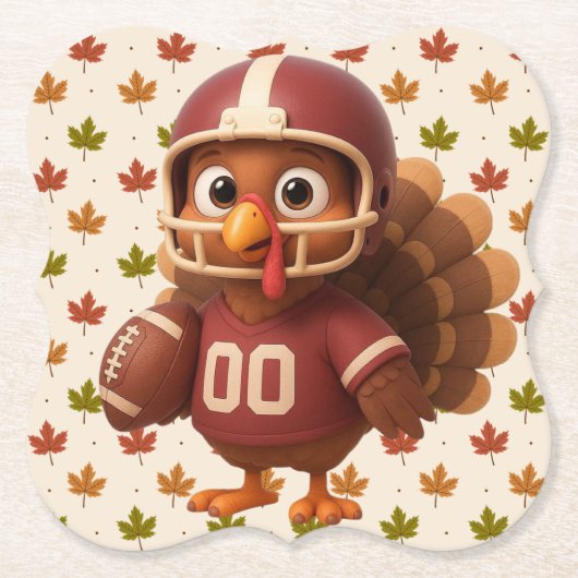 Cute Thanksgiving day football turkey Kartonnen Onderzetters (Voorkant)