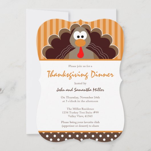 Cute Thanksgiving Dinner Invitation Kaart (Voorkant)