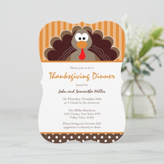 Cute Thanksgiving Dinner Invitation Kaart (Staand voorkant)