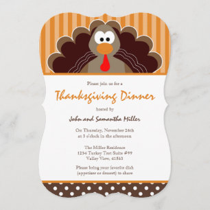 Cute Thanksgiving Dinner Invitation Kaart