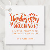 Cute Thanksgiving Friendsgiving Greetings Treat Bedankjes Labels (Voorkant)