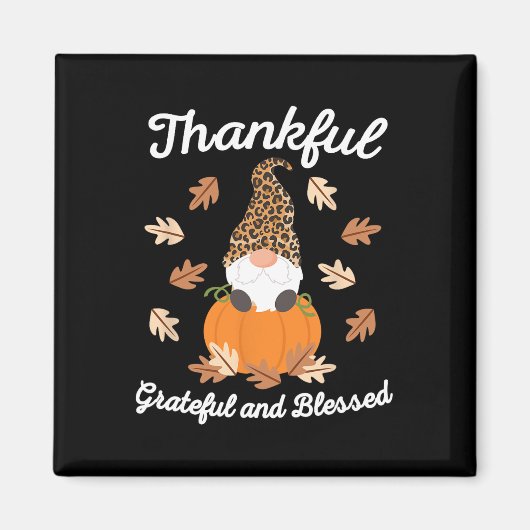 Cute Thanksgiving Gnome Leopard Gnomes Herfst Pump Magneet (Voorkant)