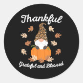 Cute Thanksgiving Gnome Leopard Gnomes Herfst Pump Ronde Sticker (Voorkant)