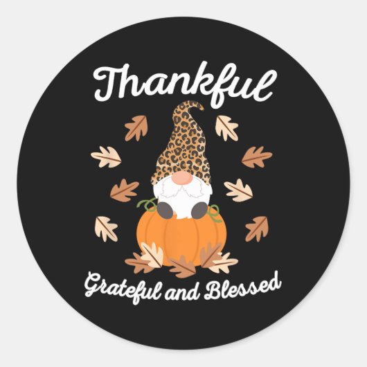 Cute Thanksgiving Gnome Leopard Gnomes Herfst Pump Ronde Sticker (Voorkant)