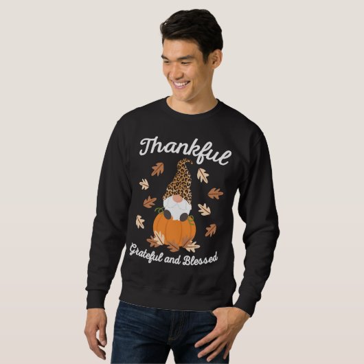 Cute Thanksgiving Gnome Leopard Gnomes Herfst Pump Trui (Voorkant volledig)