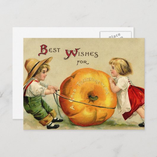 Cute  Thanksgiving Greeting Feestdagenkaart (Voorkant / Achterkant)