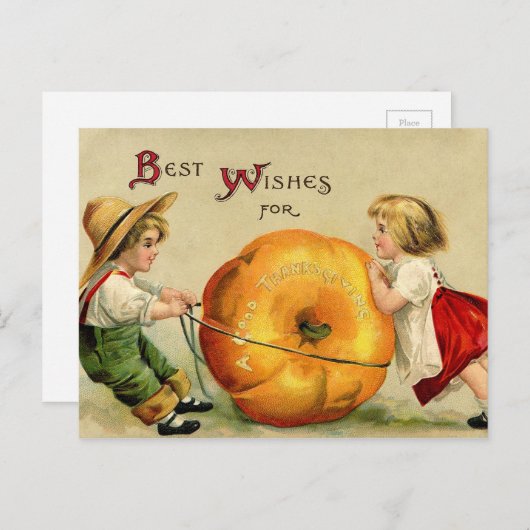 Cute  Thanksgiving Greeting Feestdagenkaart (Voorkant / Achterkant)