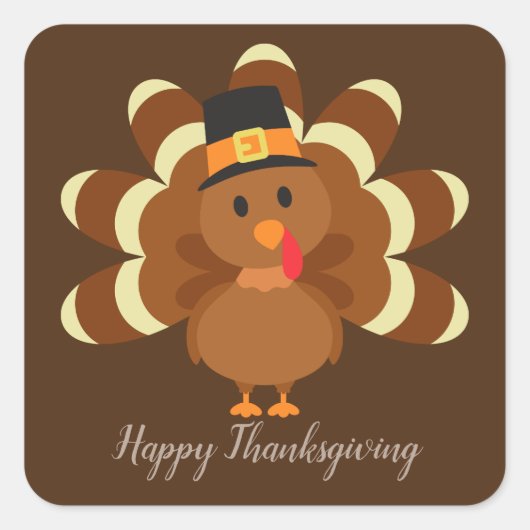 Cute Thanksgiving Holiday kalkey toevoegen bericht Vierkante Sticker (Voorkant)