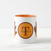 Cute Thanksgiving Holiday kalkoen voeg monogram to Mok (Midden)