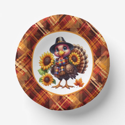 Cute Thanksgiving Holiday turkey Paper Cups Papieren Kommen (Voorkant)