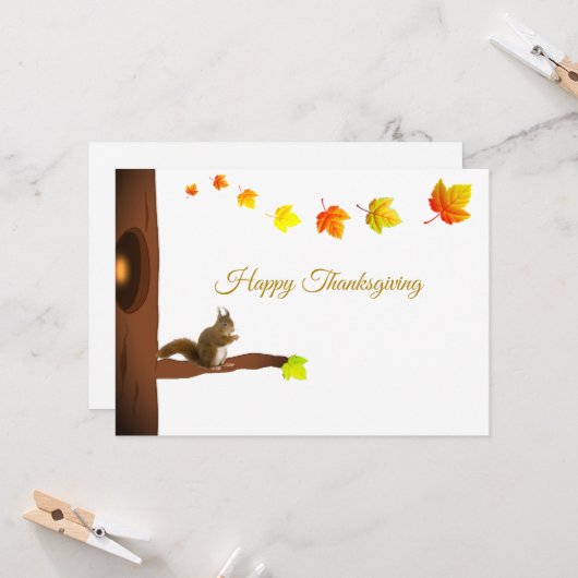 Cute Thanksgiving Kaart (Voorkant / Achterkant in situ)