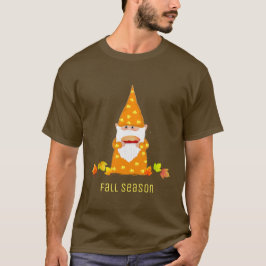 Cute Thanksgiving-kabouter & herfstbladeren T-shir T-shirt