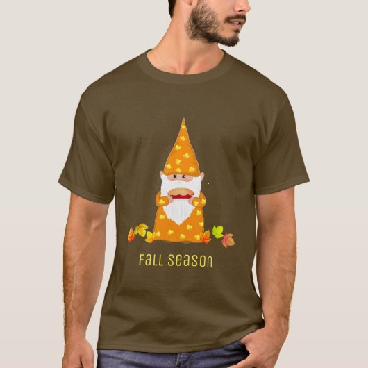 Cute Thanksgiving-kabouter & herfstbladeren T-shir T-shirt (Voorkant)
