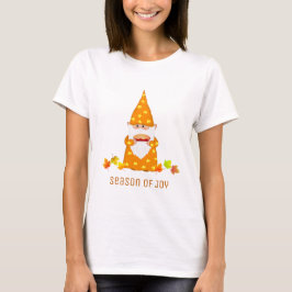 Cute Thanksgiving-kabouter & herfstbladeren T-shir T-shirt