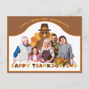 Cute Thanksgiving kalkoen achtergrond groepsfoto Briefkaart