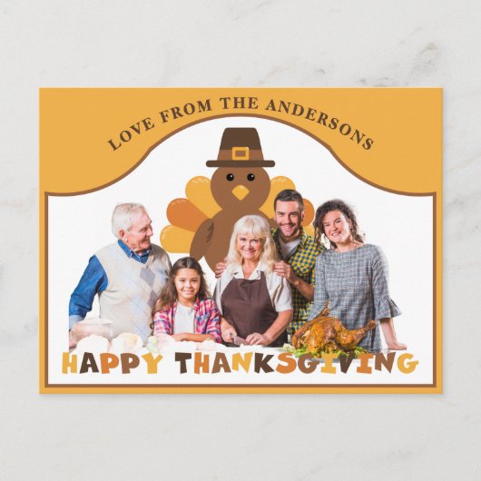 Cute Thanksgiving kalkoen achtergrond groepsfoto Briefkaart (Voorkant)
