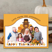 Cute Thanksgiving kalkoen achtergrond groepsfoto Briefkaart