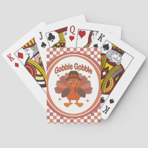 Cute Thanksgiving kalkoen cartoon – “Gobble Gobble Pokerkaarten
