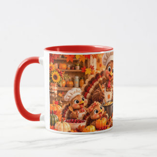 Cute Thanksgiving Kalkoen Familie Herfst Koffiemok Mok