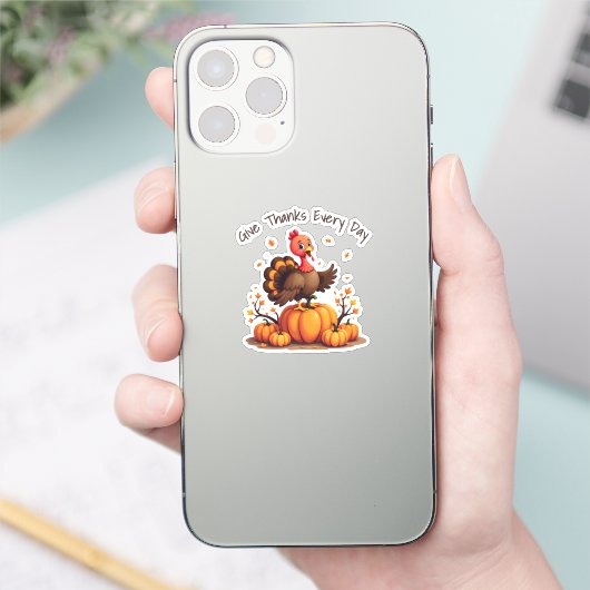 Cute Thanksgiving kalkoen herfst pompoenen scène Sticker (Telefoon)