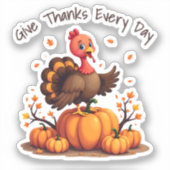 Cute Thanksgiving kalkoen herfst pompoenen scène Sticker (Voorkant)