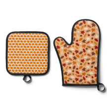 Cute Thanksgiving Oven Mitten & Pannenlap Set